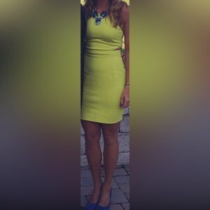 Lulus neon stretchy midi dress with cutouts